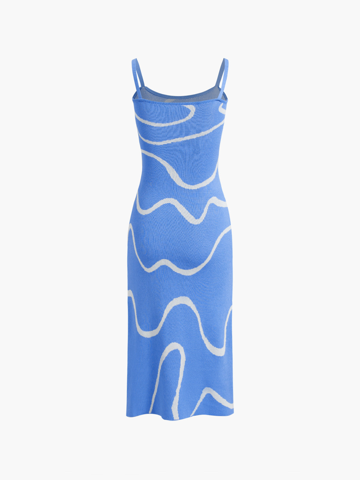Abstract Pattern Midi Dress with Spaghetti Straps