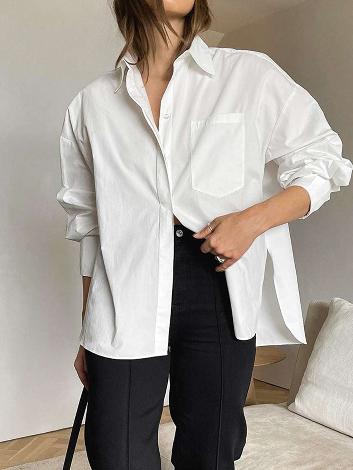 Classic Oversized Women's Blouse - Timeless & Versatile