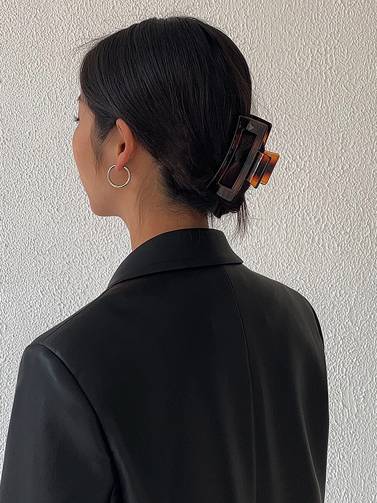 Lightweight Faux Leather Blazer with Lapel Collar