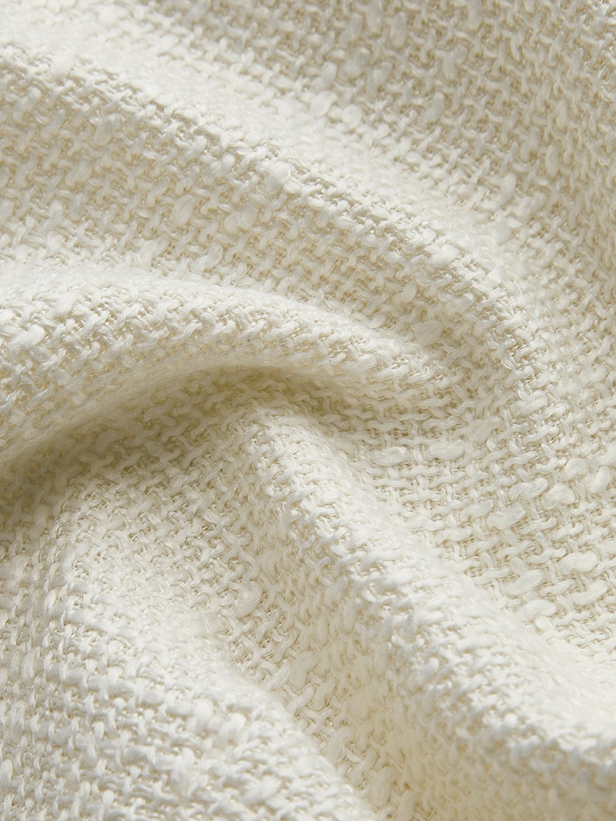 Elegant White Tweed Blazer with Black Satin Bows