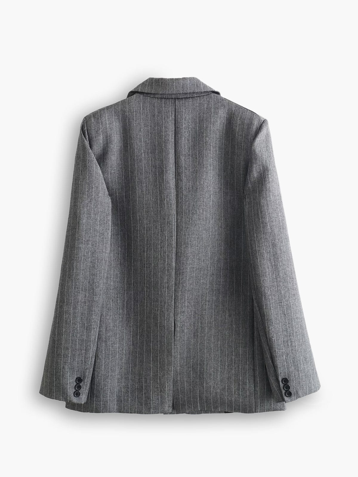 Classic Oversized Gray Pinstripe Blazer with Two Buttons