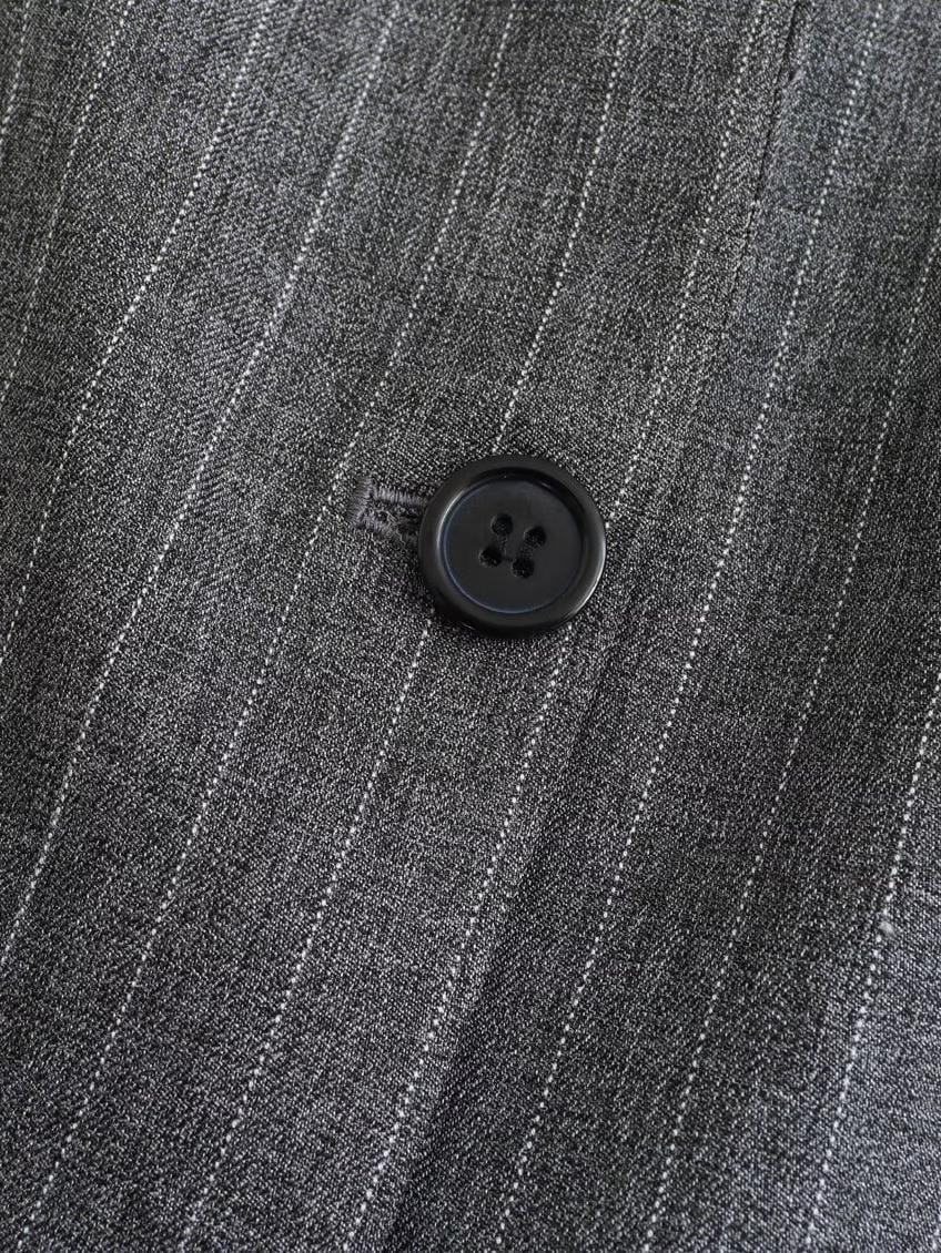 Classic Oversized Gray Pinstripe Blazer with Two Buttons