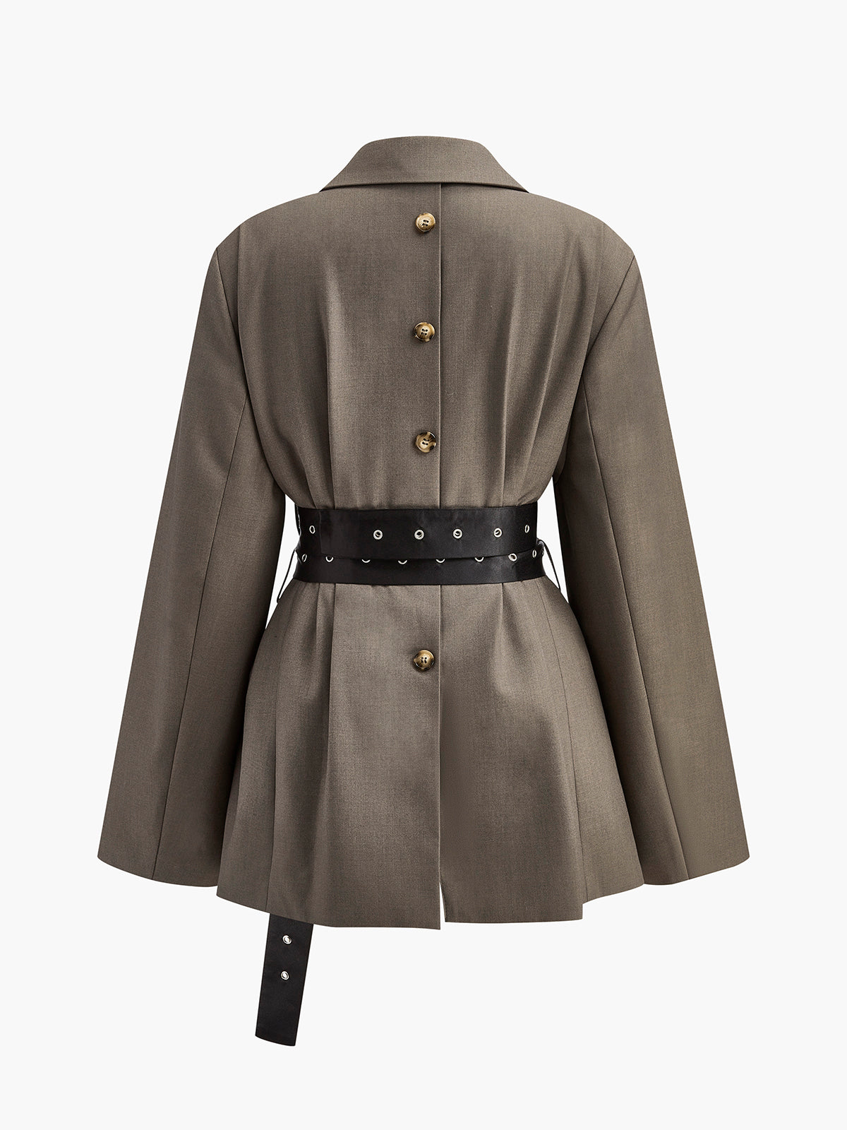 Oversized Olive Blazer with Waist Belt