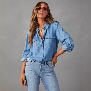 Casual Denim Shirt with Chest Pockets