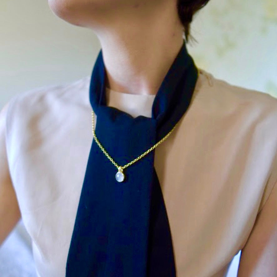 Charis Round Gemstone Necklace Moonstone