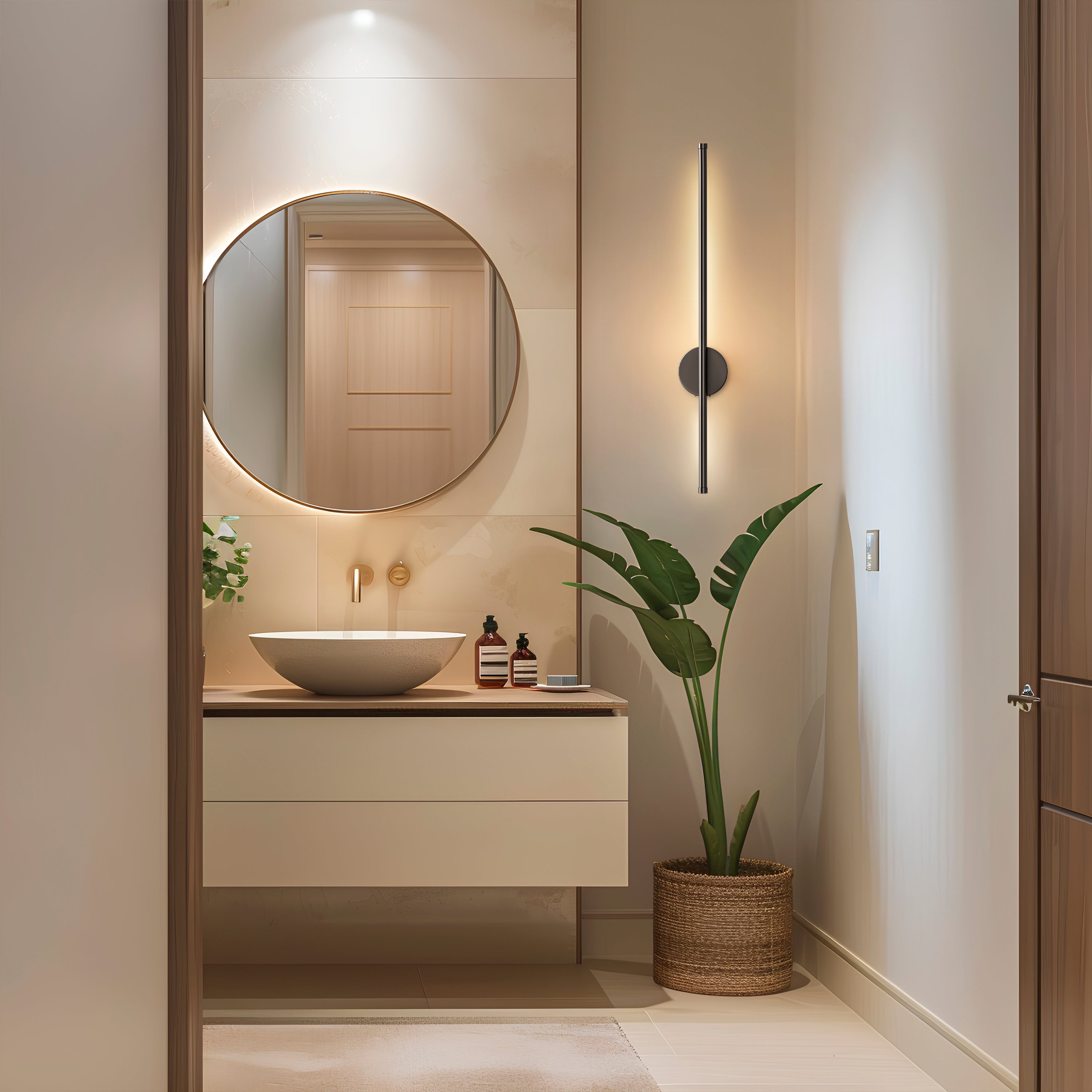 Set of 2 Wireless Rechargeable Wall Lights | Modern Black LED