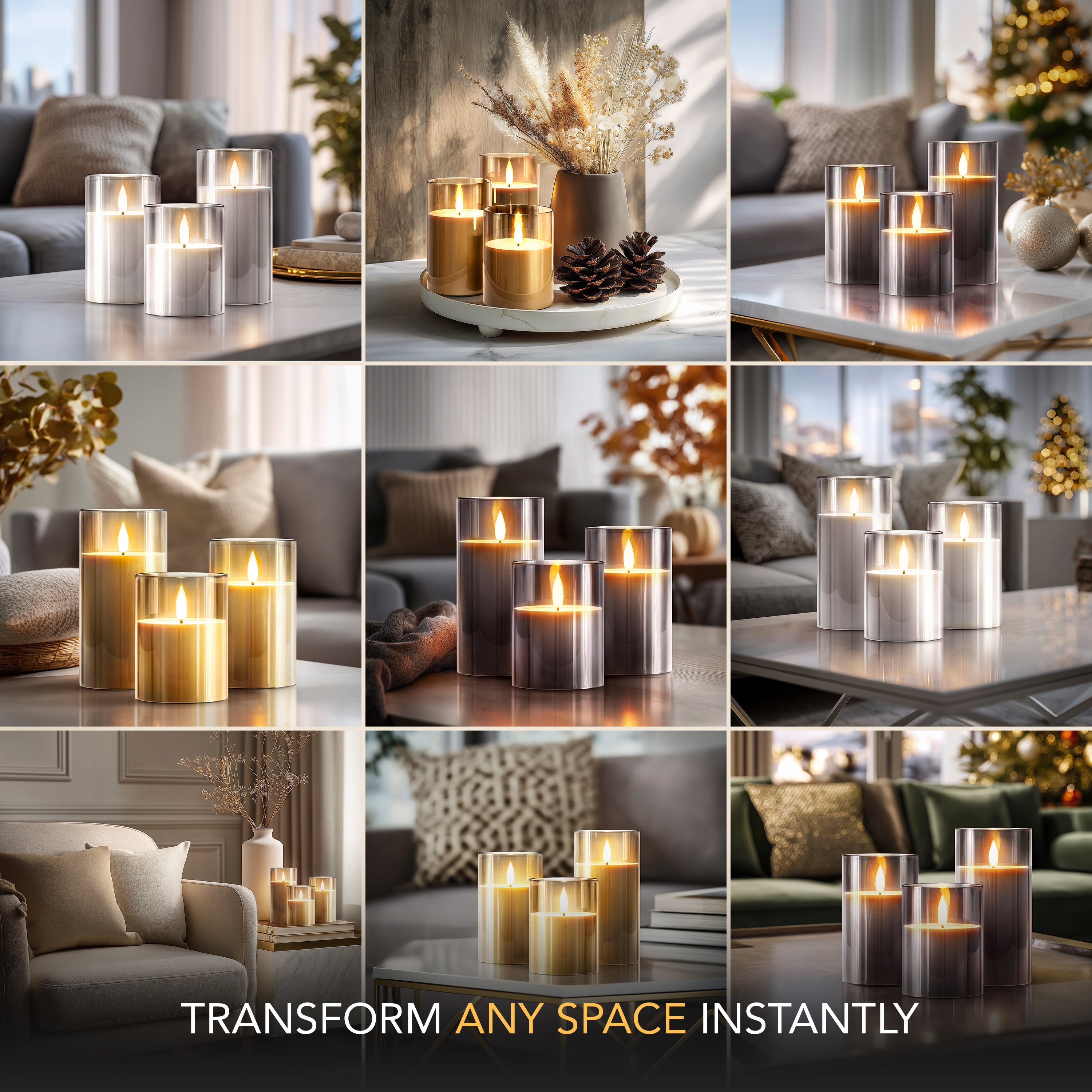 Set of 3 Rechargeable Flameless LED Candles | Remote Controlled