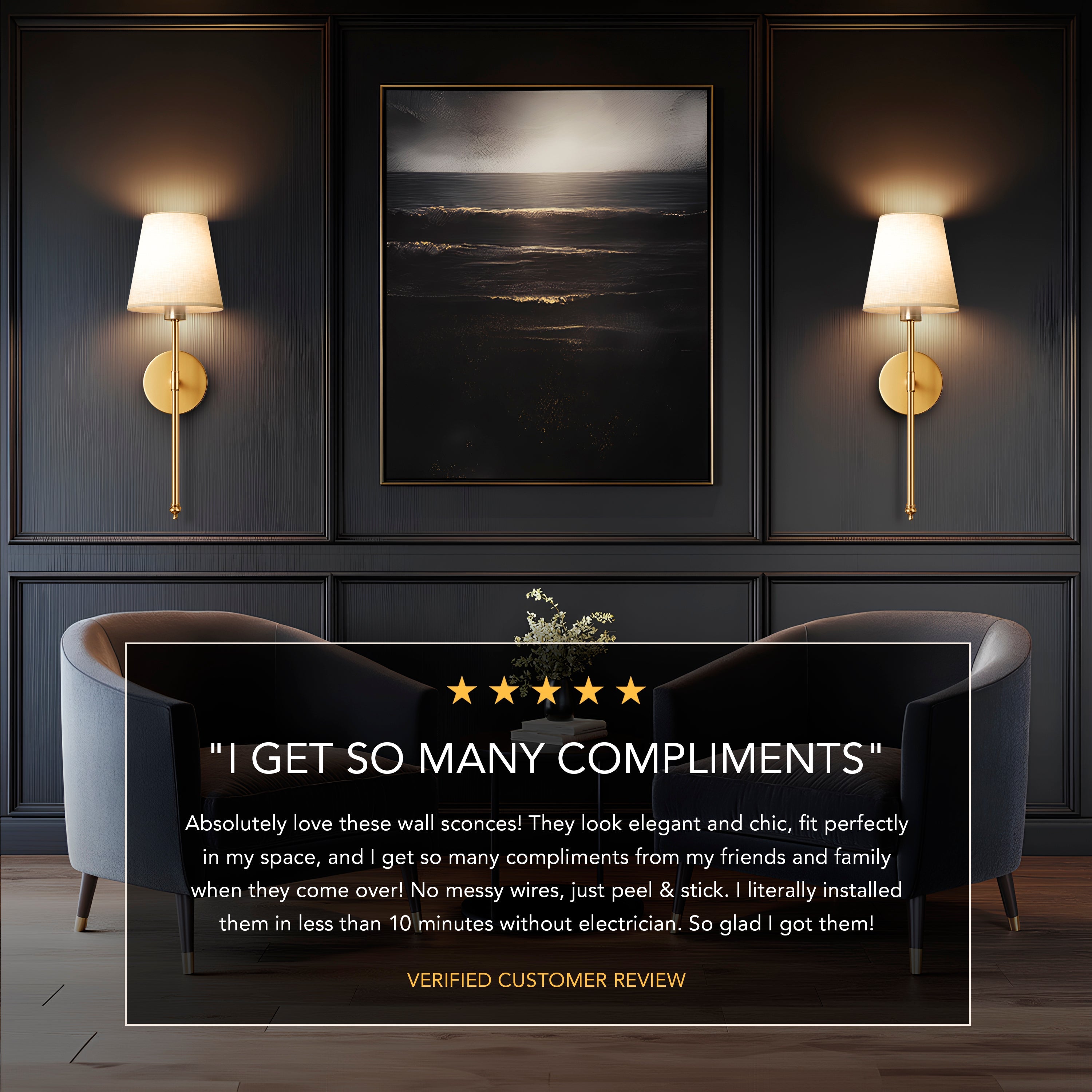 Rechargeable Wireless Wall Sconces – Set of 2 | No-Drill Luxury Lighting