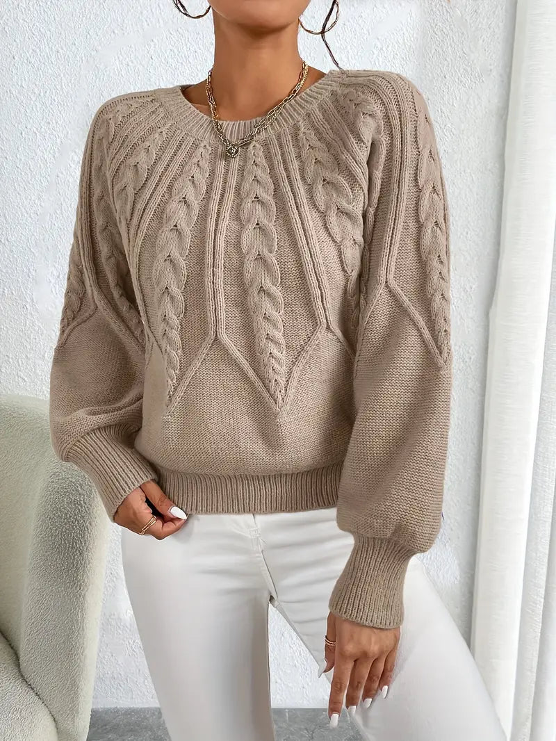 Elegant Cable Knit Pullover Sweater