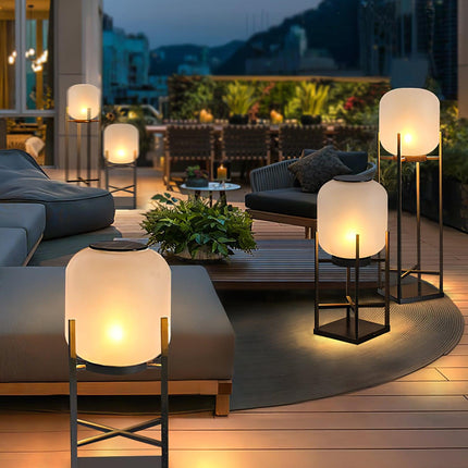 Solar floor lamp lantern for outdoors