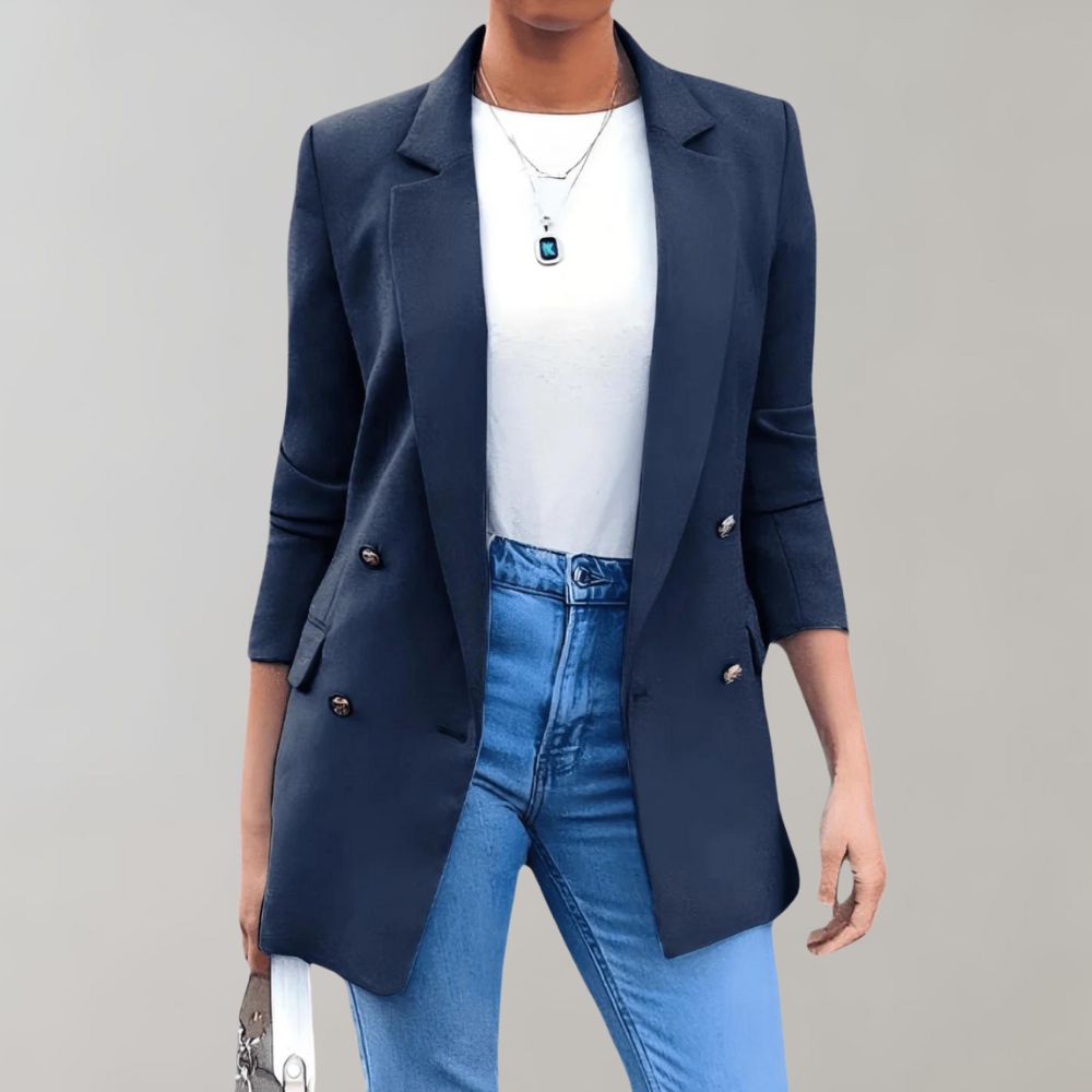 Double Button Long Blazer – Stylish Classic for Work & Leisure