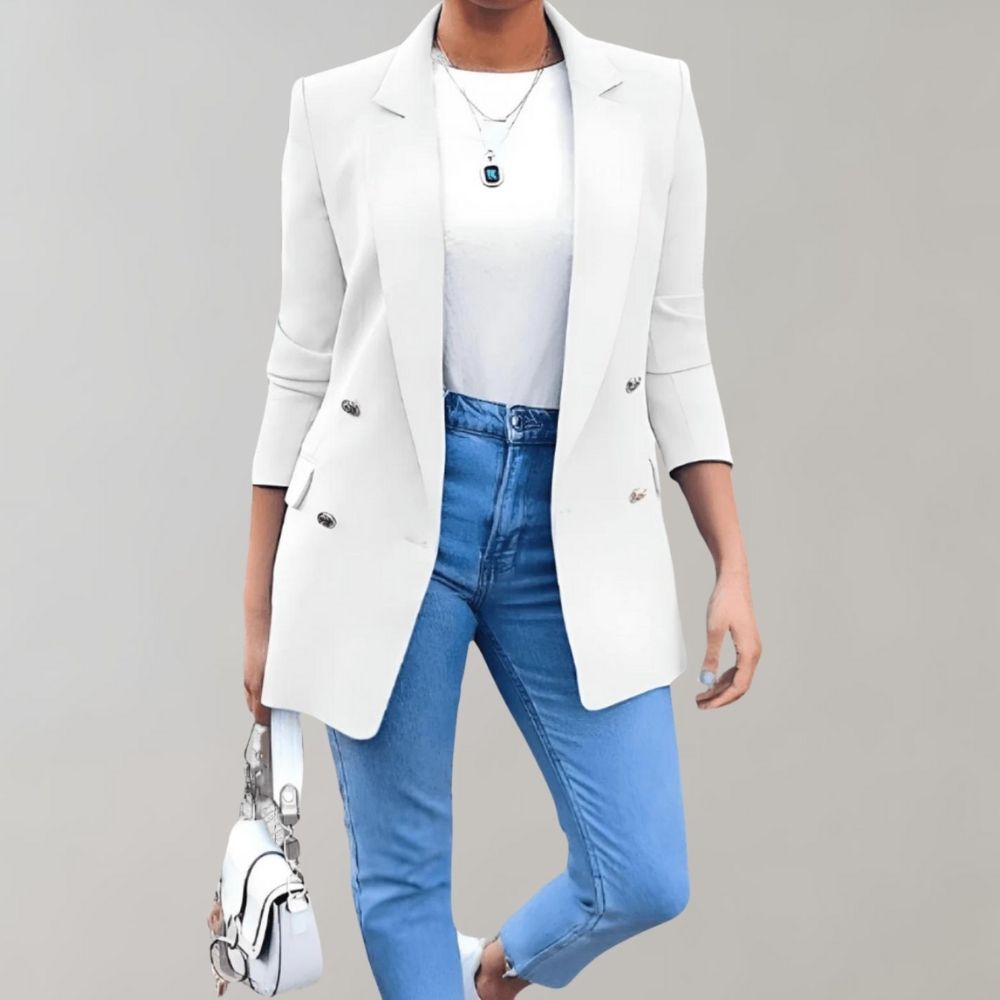 Double Button Long Blazer – Stylish Classic for Work & Leisure