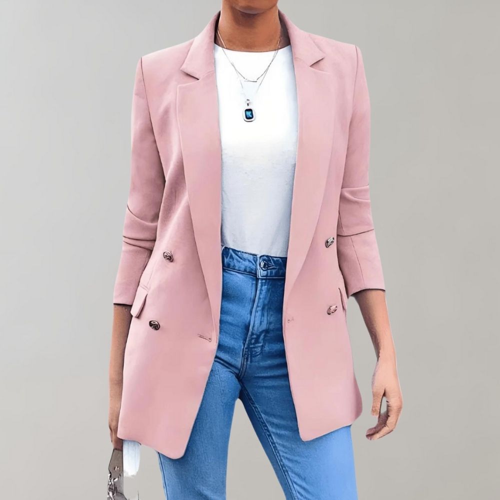 Double Button Long Blazer – Stylish Classic for Work & Leisure