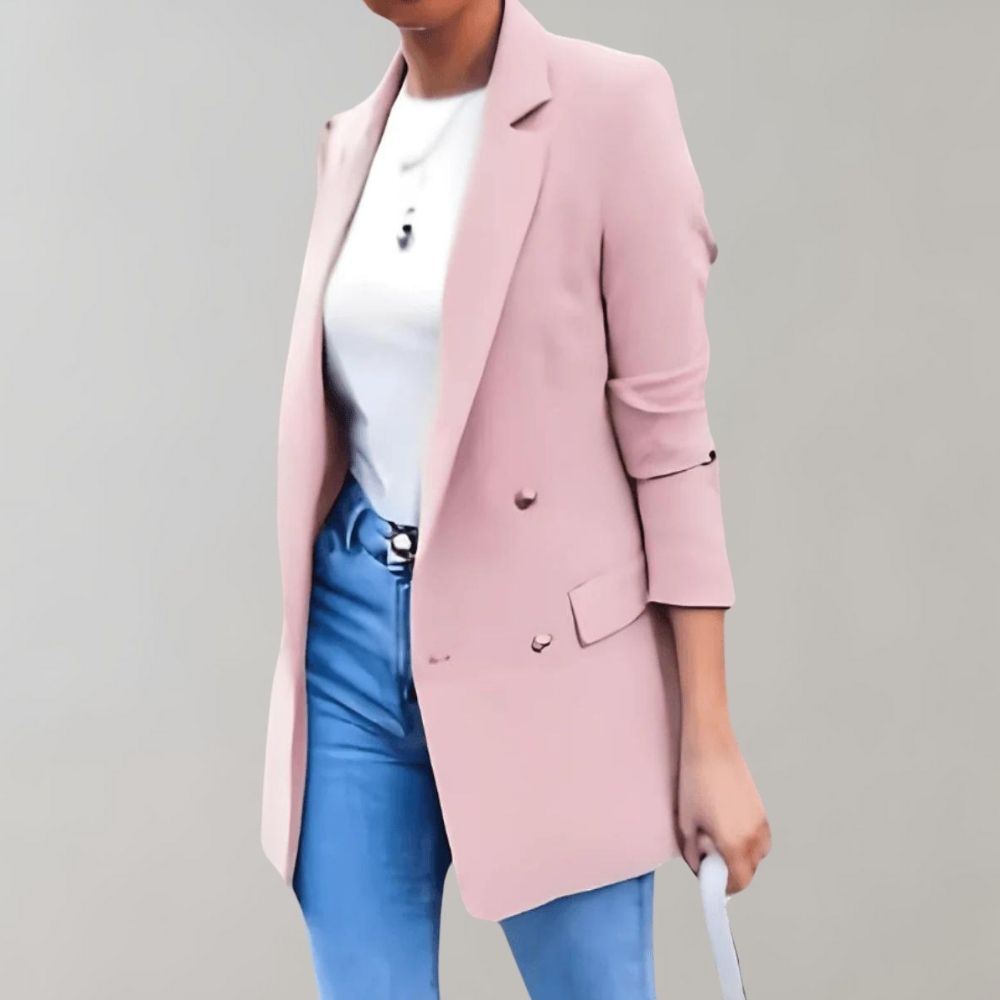 Double Button Long Blazer – Stylish Classic for Work & Leisure