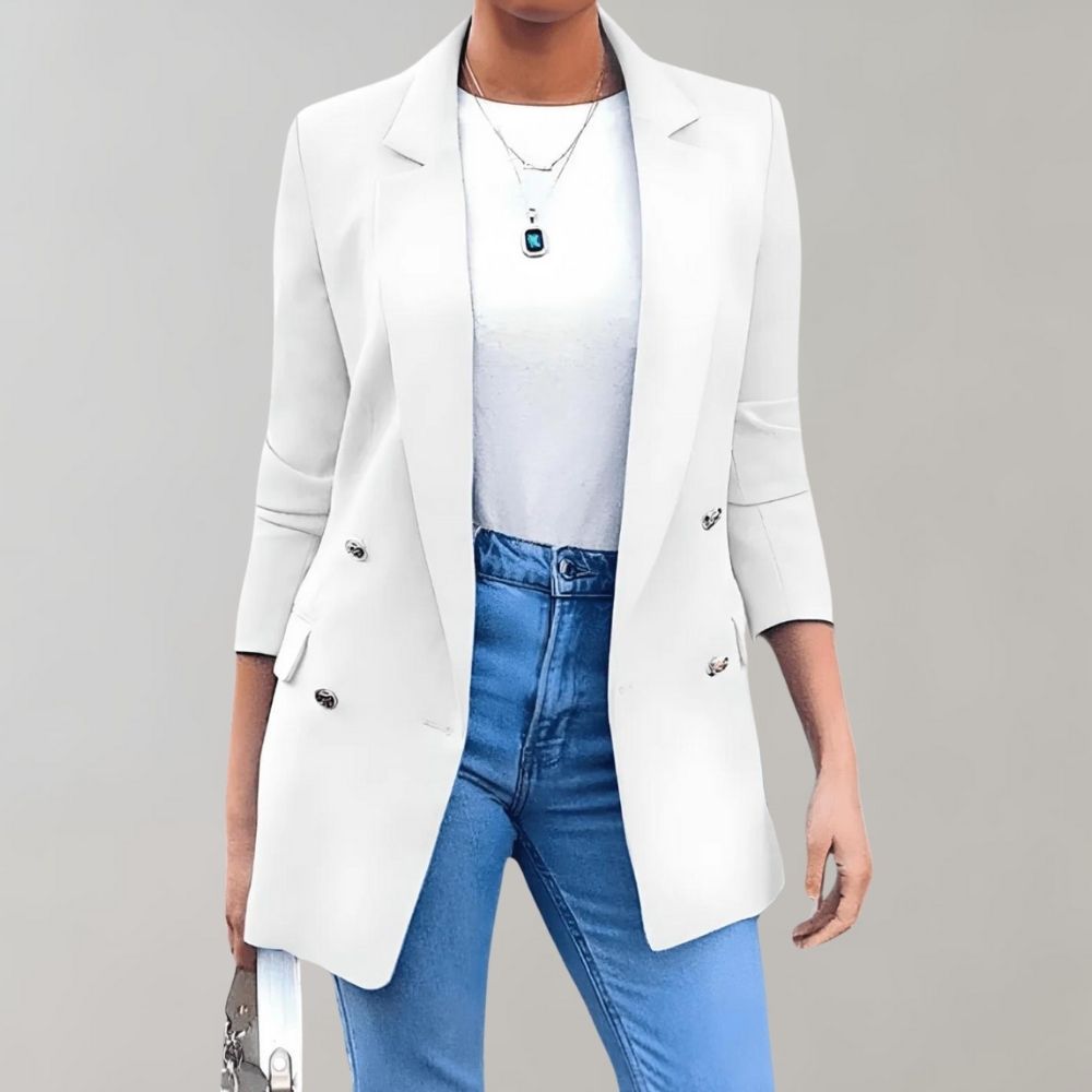 Double Button Long Blazer – Stylish Classic for Work & Leisure
