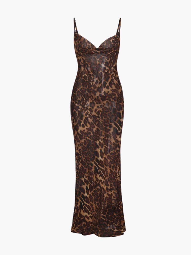 See-Through Leopard Maxi Dress – Wild & Alluring