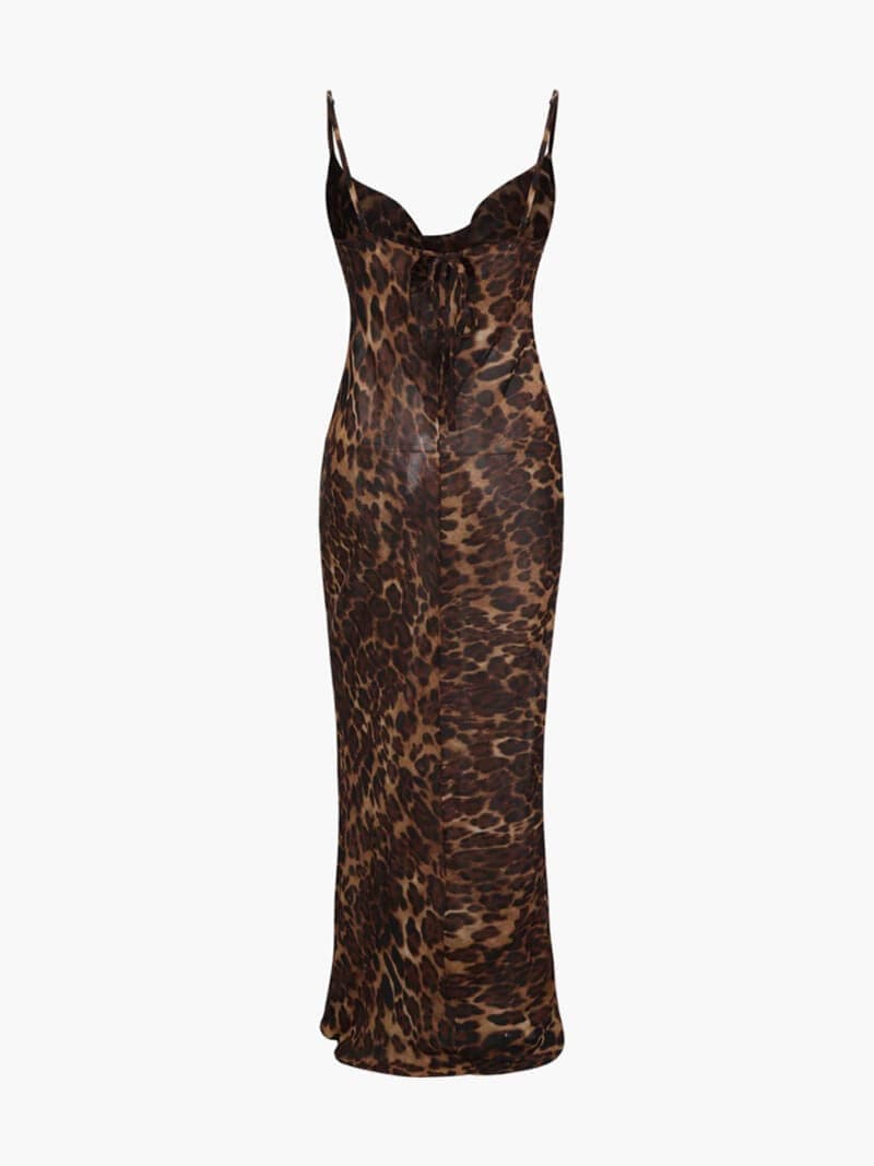 See-Through Leopard Maxi Dress – Wild & Alluring