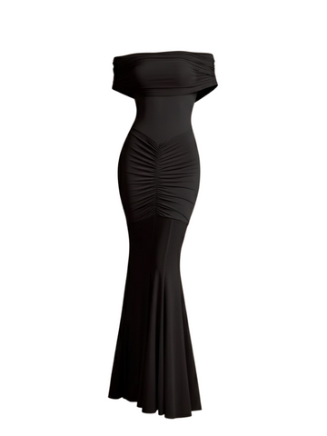 Off Shoulder Maxi Dress – Ruched Mermaid Bodycon Evening Gown for Women