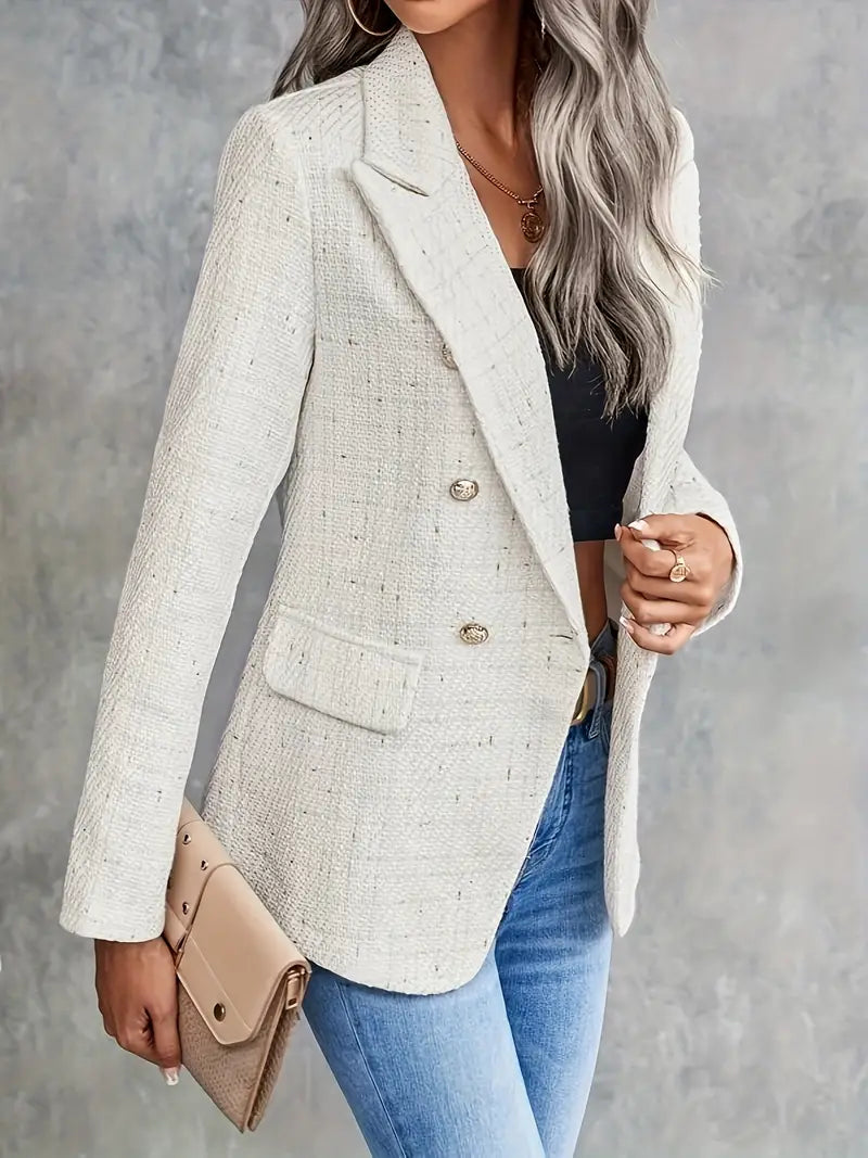 Double-Breasted Textured Women's Blazer