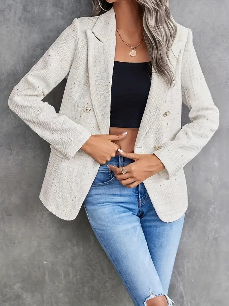 Double-Breasted Textured Women's Blazer