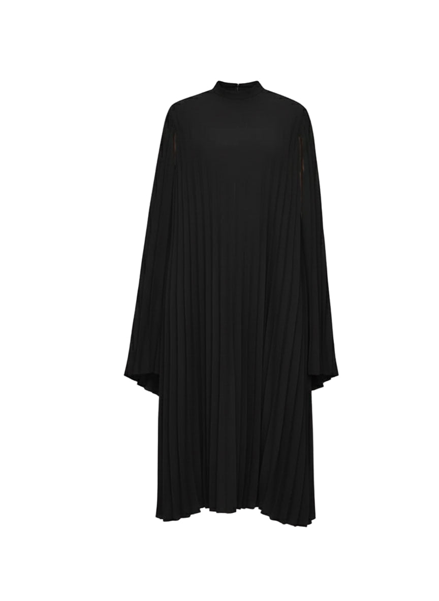 Women’s Black Cape Pleated Dress