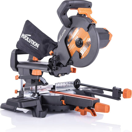Evolution R210SMS+ 210mm Multi-Material Sliding Mitre Saw in action.