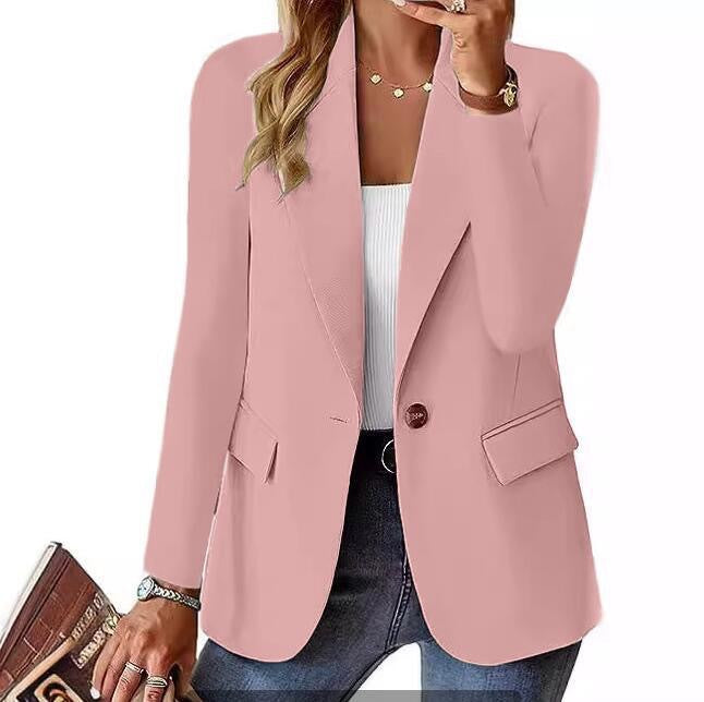 Elegant Women's Blazer with Single Button Closure – Stylish Jacket for Office & Everyday