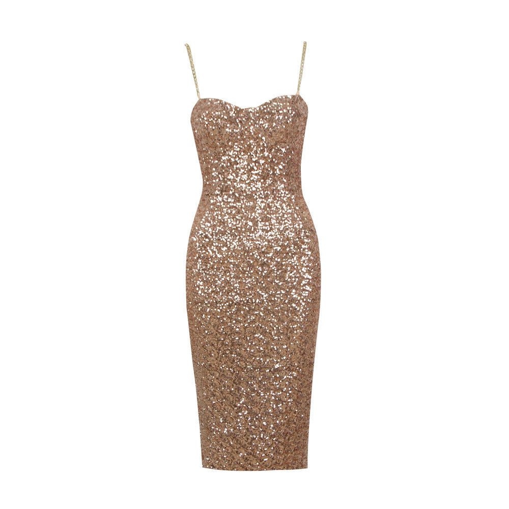 Shimmering Midi Dress with Zipper