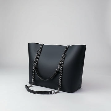 Sophia Vegan Leather Tote Bag with Chain Straps