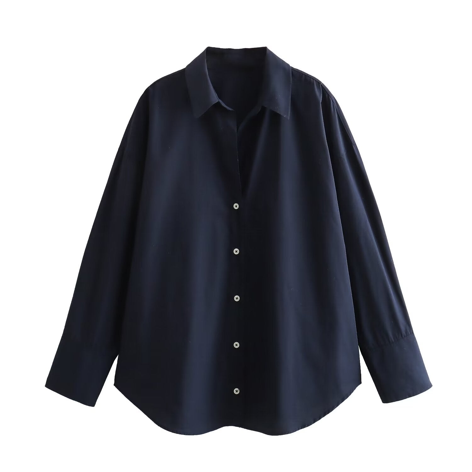 Elegant Satin-Style Women's Blouse with Button Placket