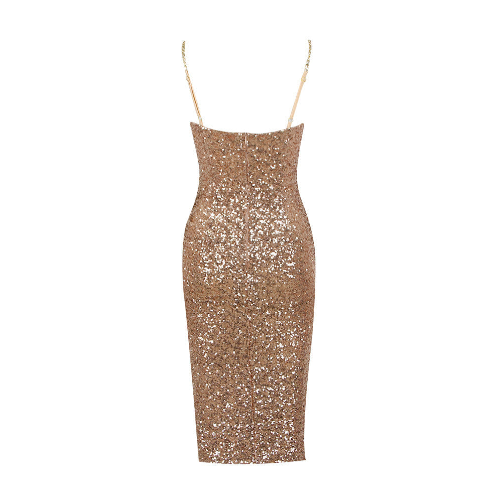 Shimmering Midi Dress with Zipper