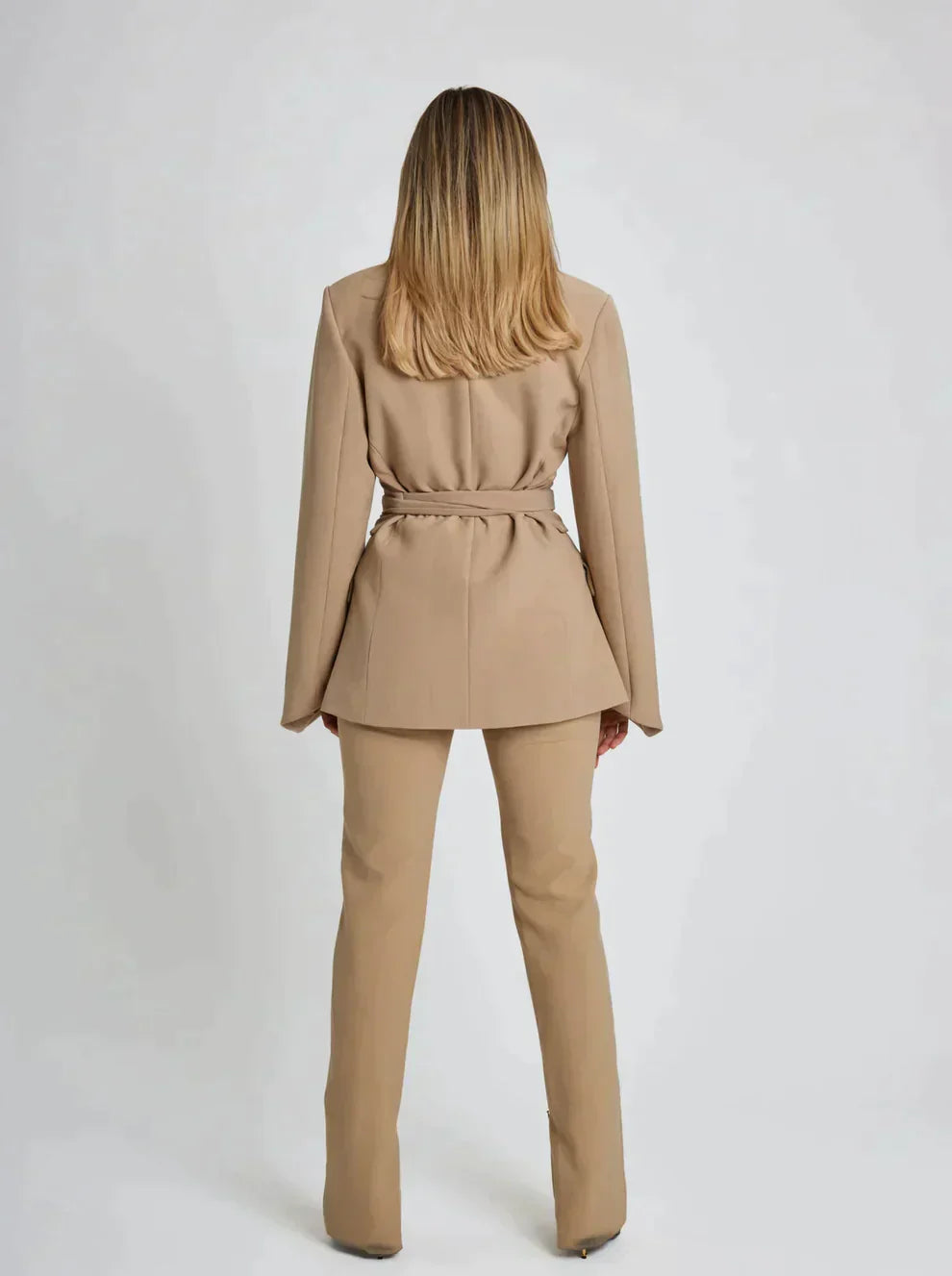 Waist Belt Blazer with Classic Collar