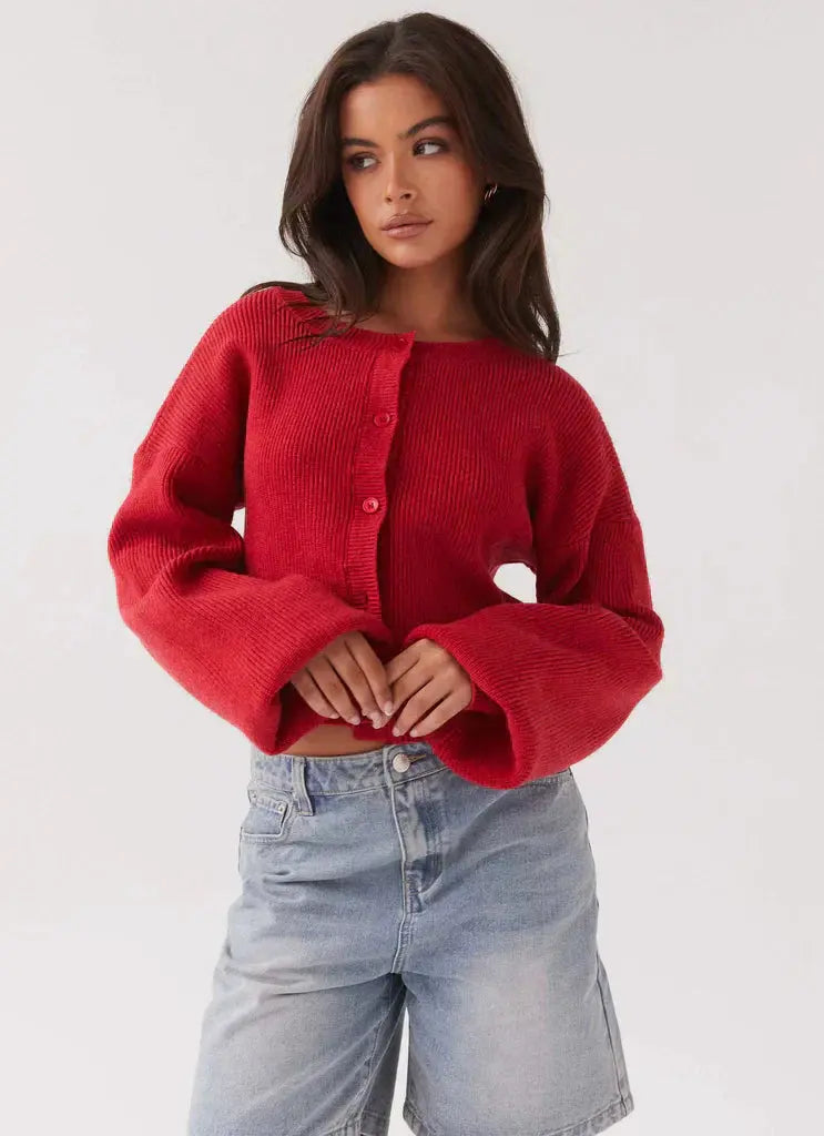 Elegant Red Cardigan