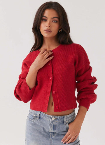 Elegant Red Cardigan
