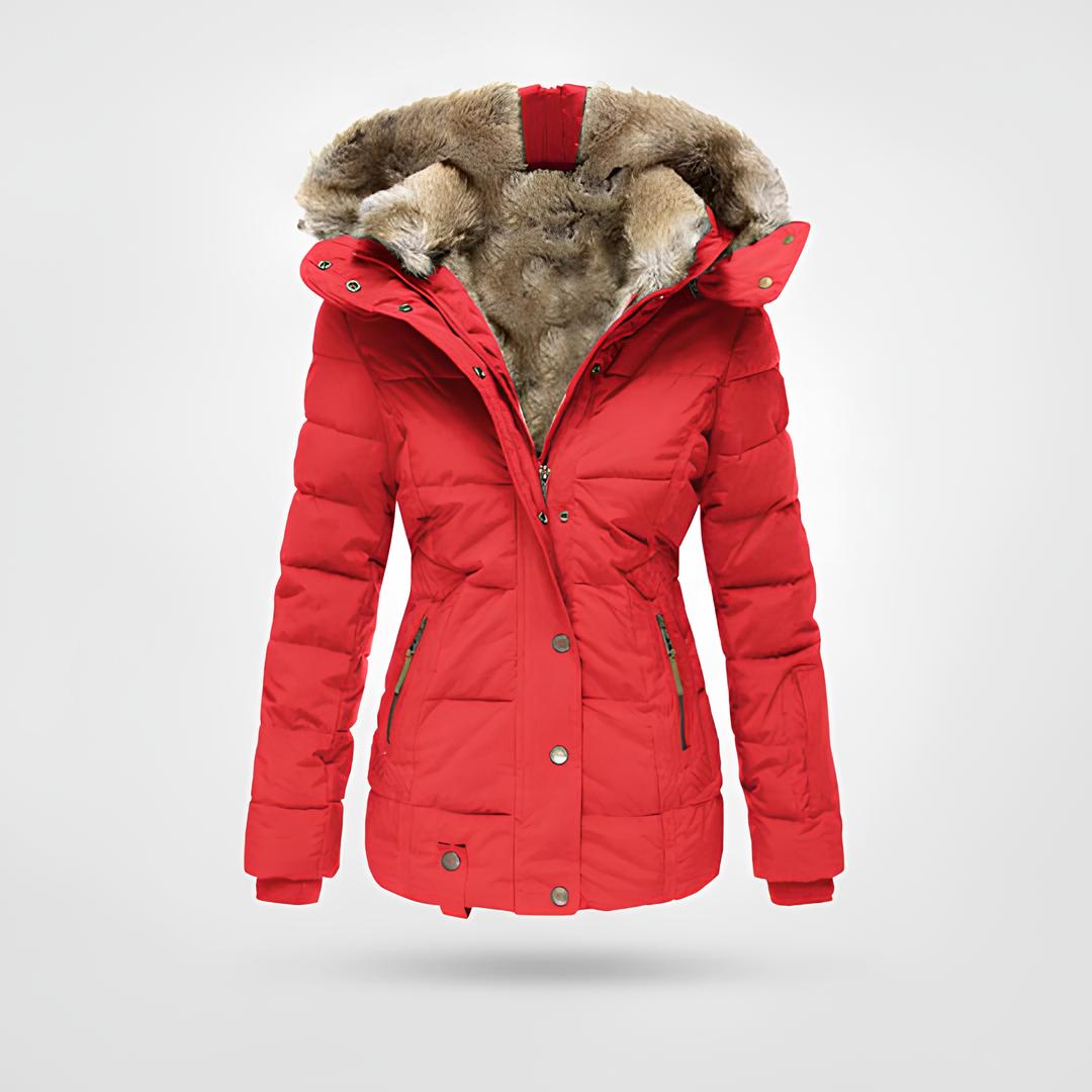 Women’s Hooded Puffer Coat with Faux Fur Lining – Quilted Winter Jacket