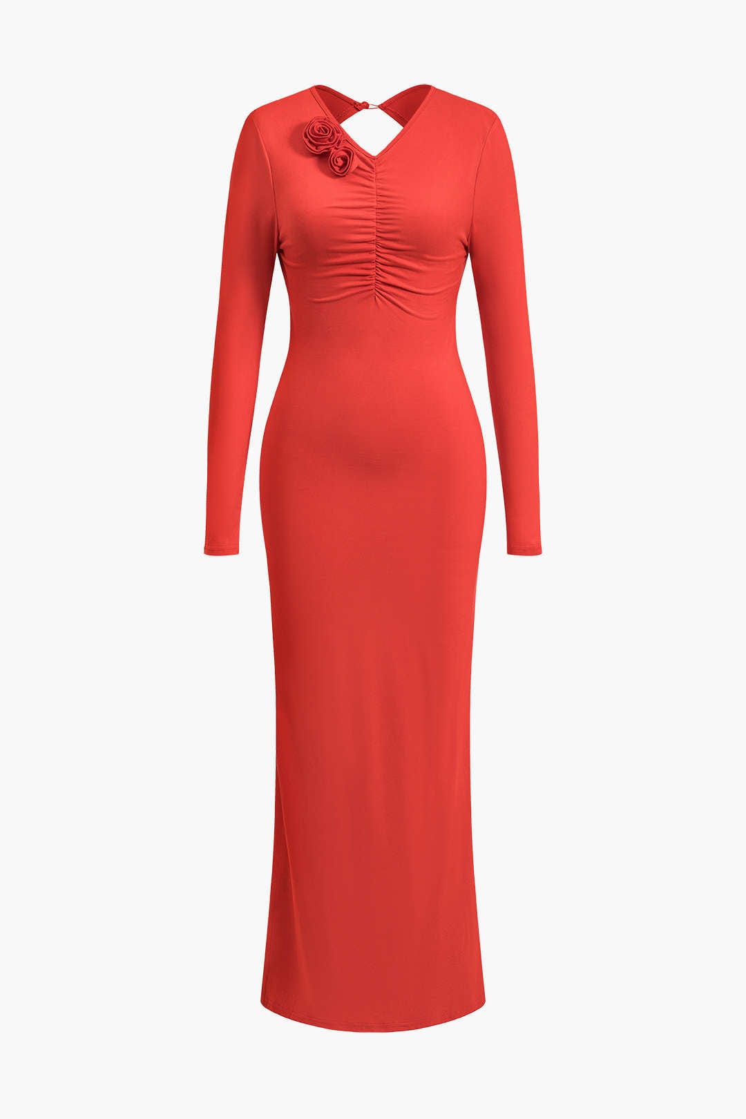 Elegant Backless Long Sleeve Floral Maxi Dress