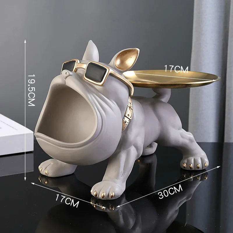30cm Bulldog Figurine Storage Box - Resin Dog Statue Ornament