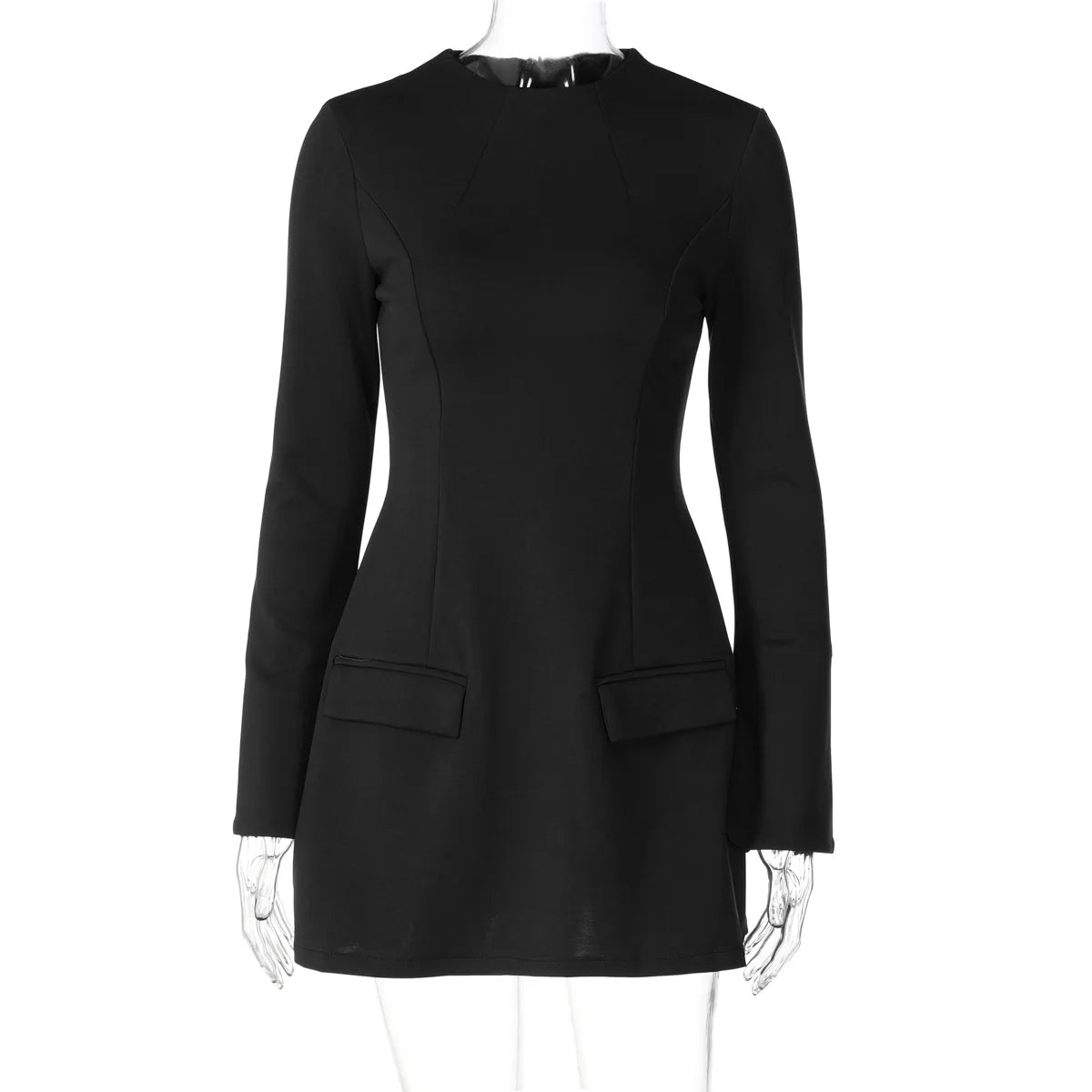 Long Sleeve A-Line Mini Dress with Pockets