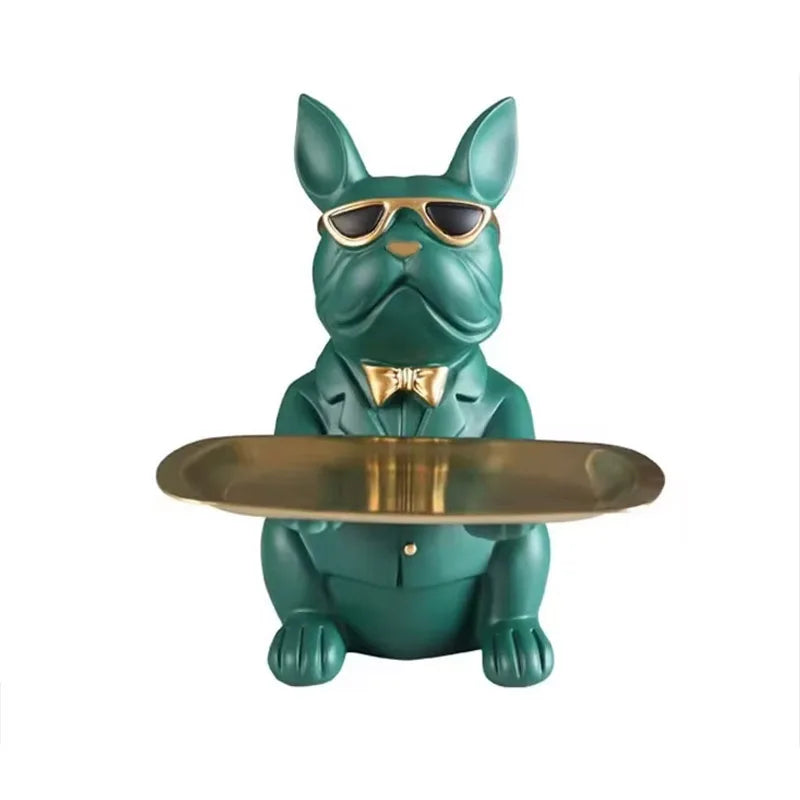 Bulldog Storage Tray Statue | Decorative Animal Ornament