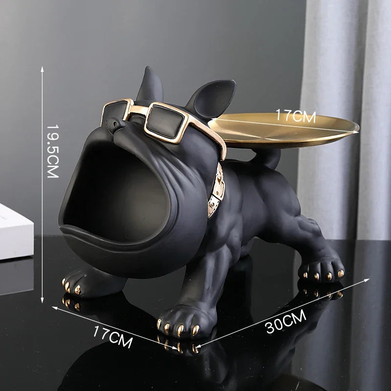 30cm Bulldog Figurine Storage Box - Resin Dog Statue Ornament