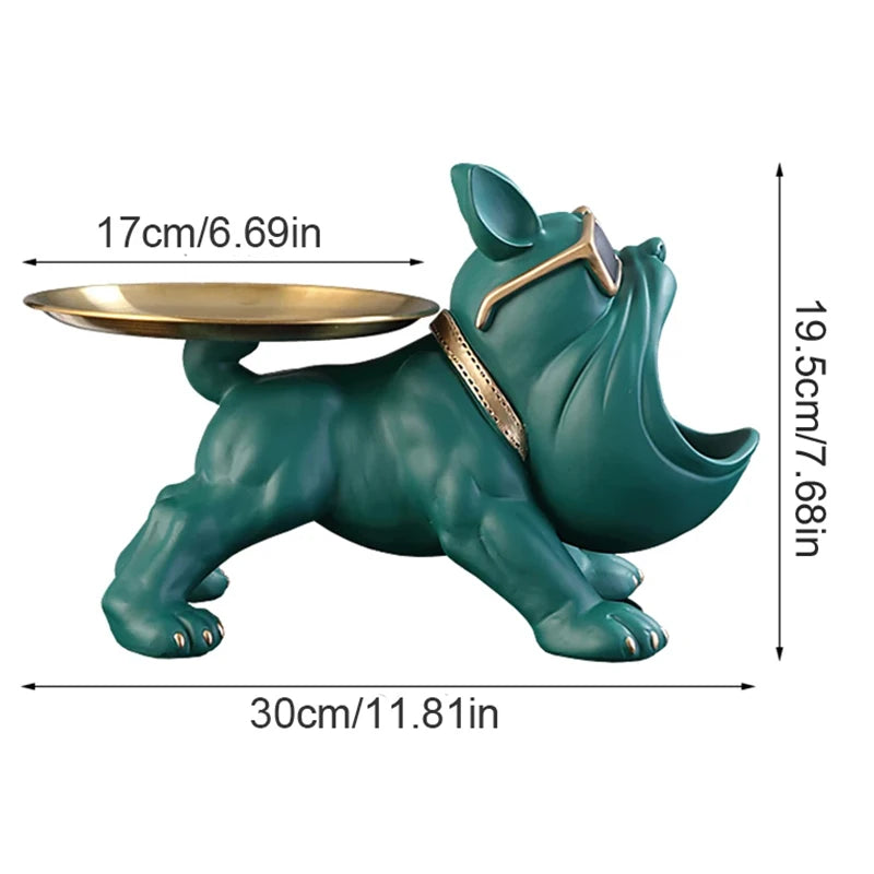 30cm Bulldog Figurine Storage Box - Resin Dog Statue Ornament