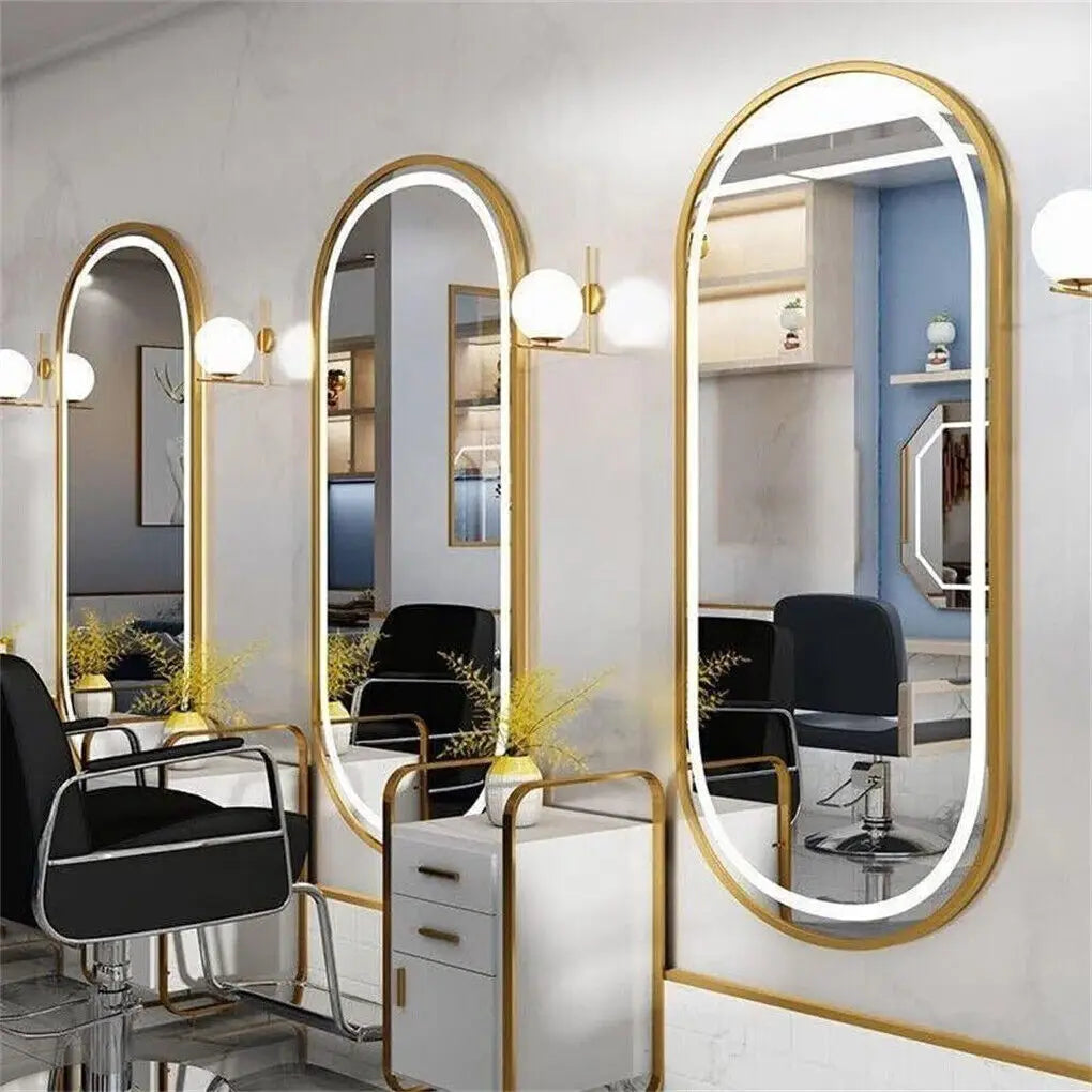 Gold Oval LED Bathroom Mirror with Demister - Illuminated Wall Mirror