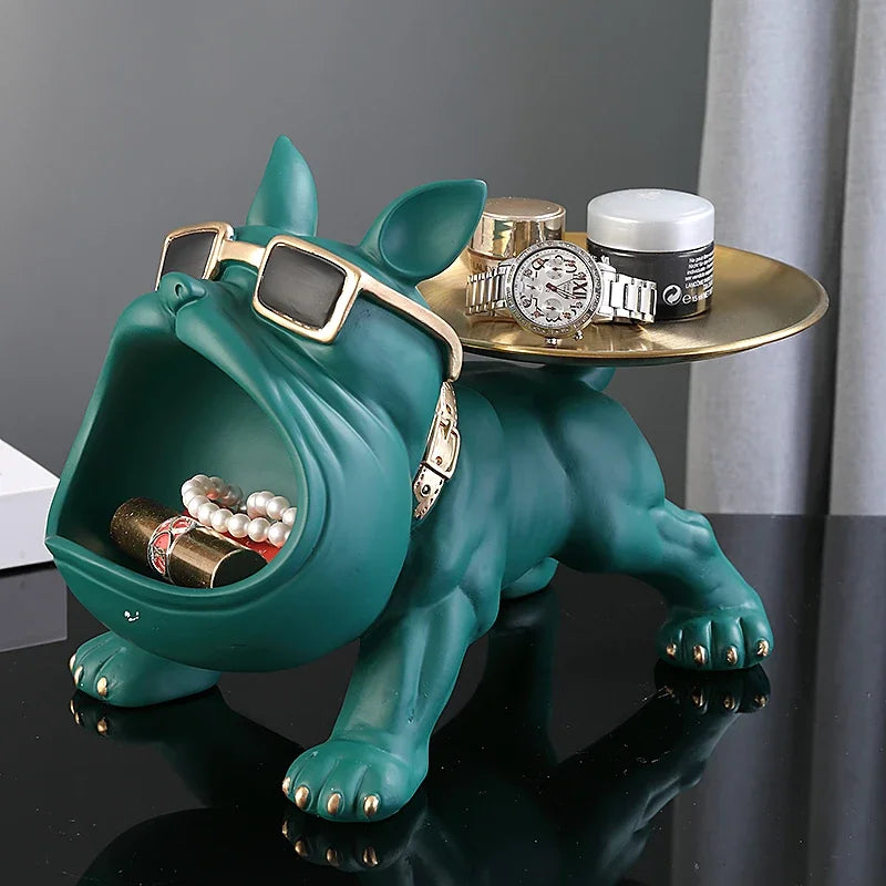 30cm Bulldog Figurine Storage Box - Resin Dog Statue Ornament