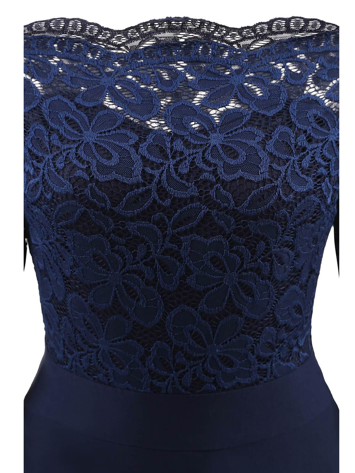 Blue vintage lace dress - full outfit styling
