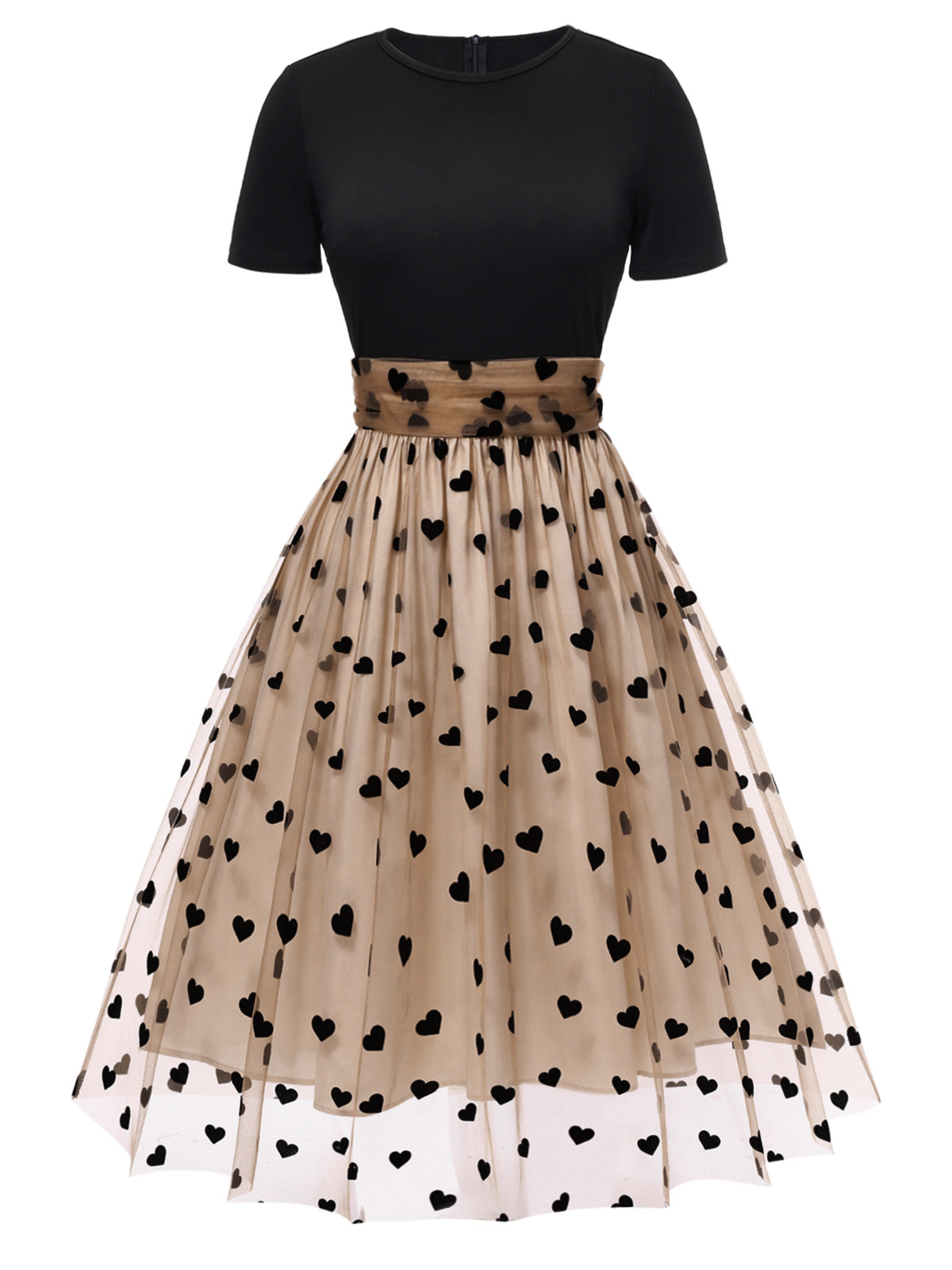 Black Polka Dot 1950s Flared Dress - Vintage Swing Dress