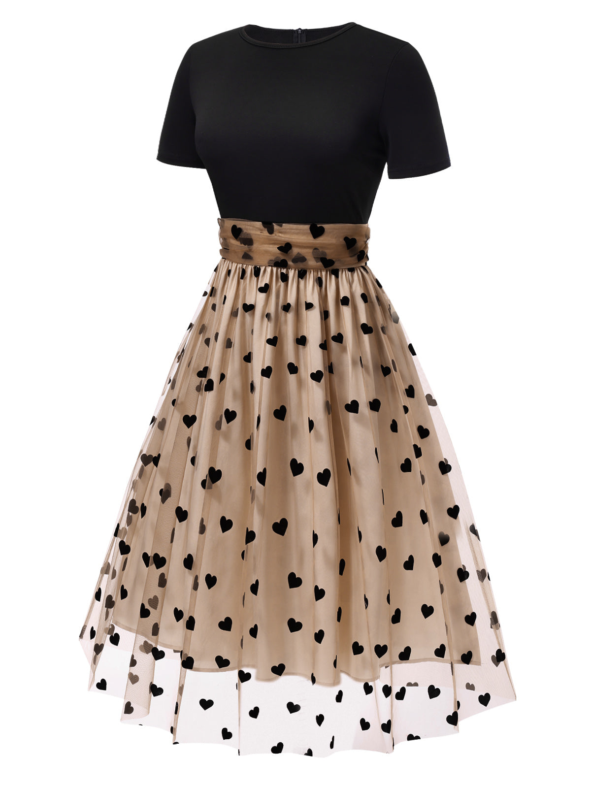 Black Polka Dot 1950s Flared Dress - Vintage Swing Dress