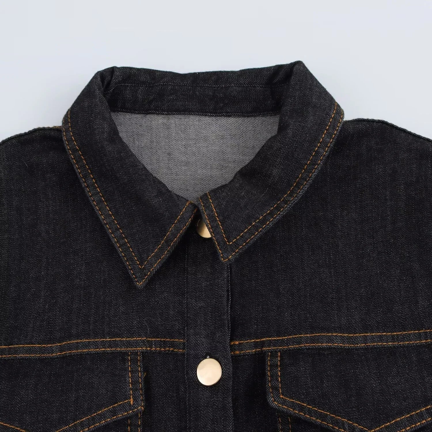 Long Denim Shirt Dress with Buttons and Long Sleeves