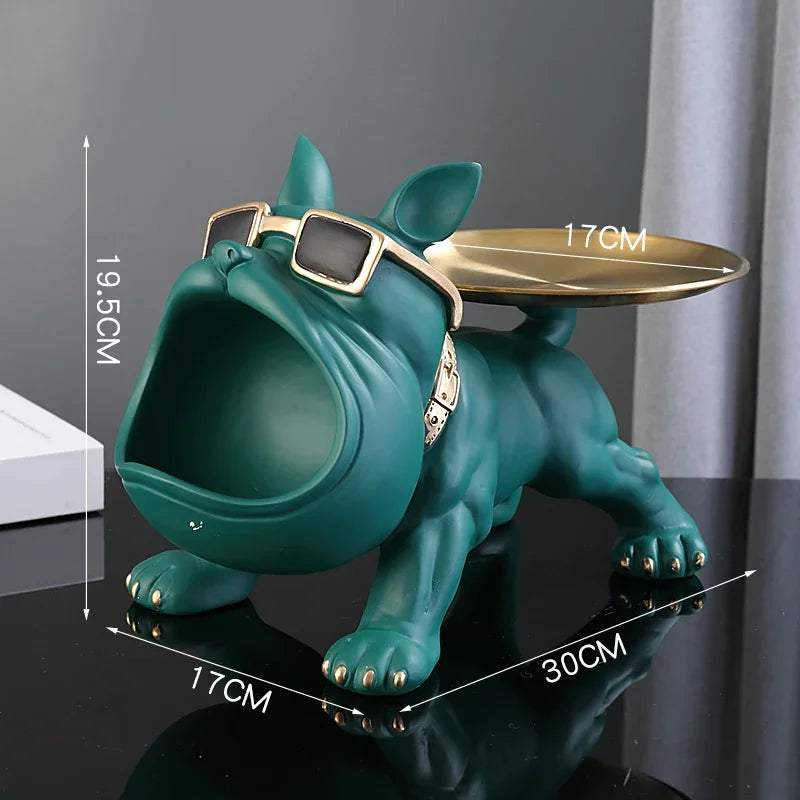 30cm Bulldog Figurine Storage Box - Resin Dog Statue Ornament
