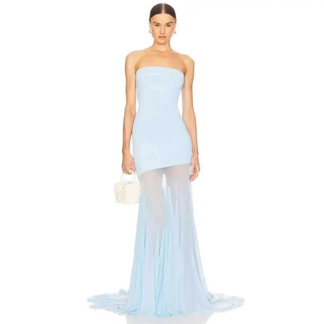 Off-the-Shoulder Tulle Maxi Dress