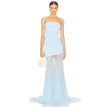 Off-the-Shoulder Tulle Maxi Dress